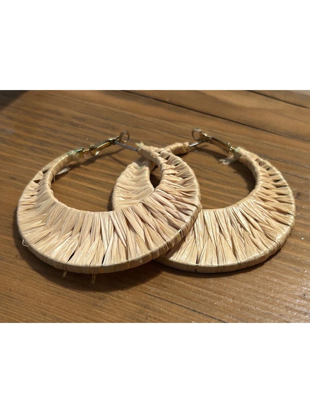 Natural Raffia Wrapped Hoop Earrings